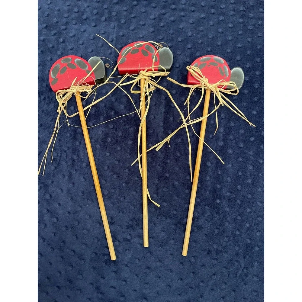 Wooden Ladybugs Decor On Dowels 14